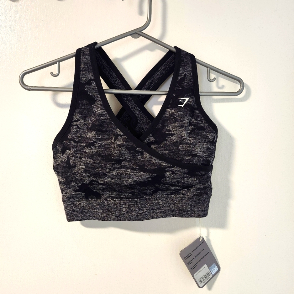 Gymshark black camo sports bra
